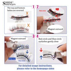 Handmade Magnetic Eyelashes & Tweezers Set - Fluffy Faux Mink